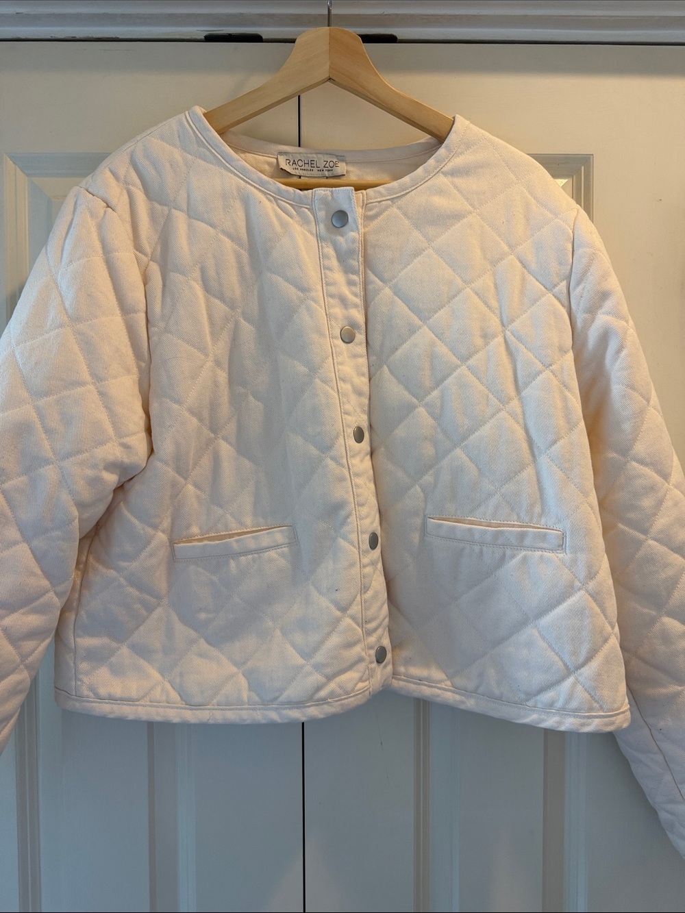 Rachel Zoe Quilted Cream Puff Jacket with Snap Front